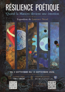 Tableau en relief et pigments par l'artiste Laurence Nicod exposée à la Tour de Justice