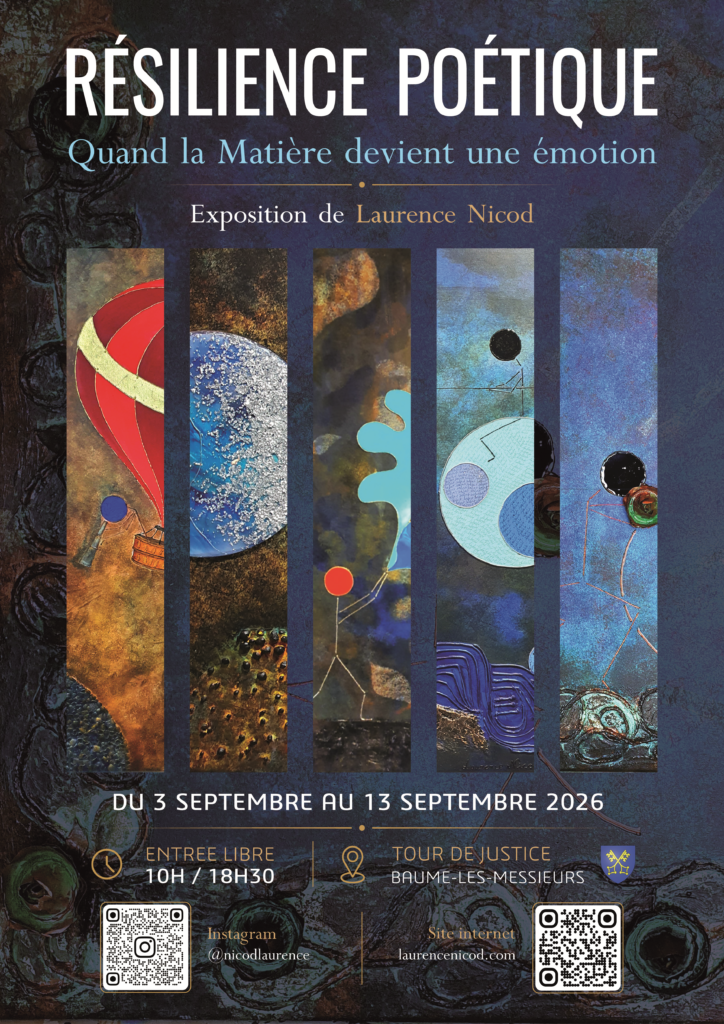 Tableau en relief et pigments par l'artiste Laurence Nicod exposée à la Tour de Justice